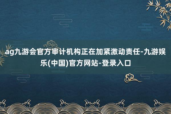 ag九游会官方审计机构正在加紧激动责任-九游娱乐(中国)官方网站-登录入口