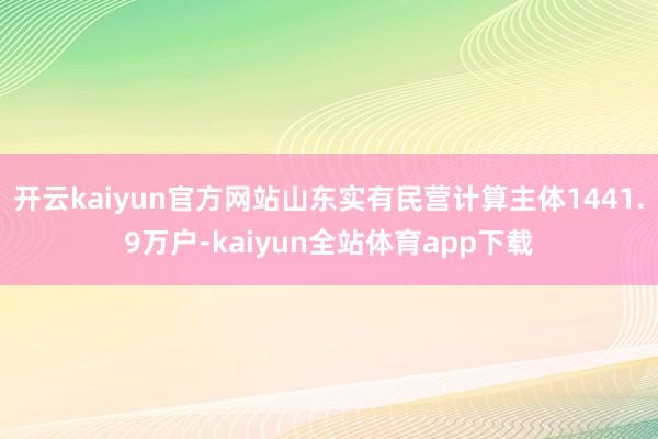开云kaiyun官方网站山东实有民营计算主体1441.9万户-kaiyun全站体育app下载