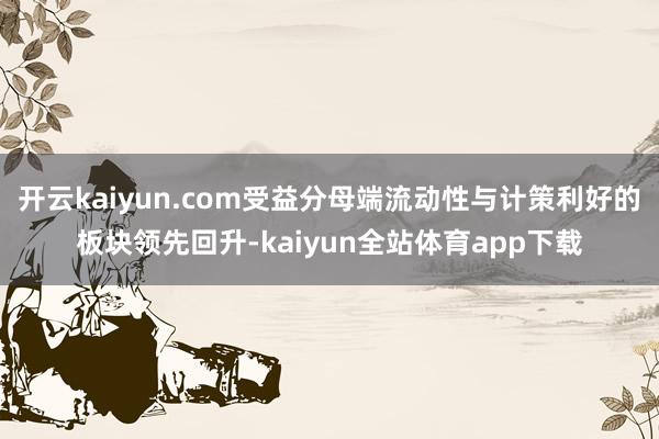 开云kaiyun.com受益分母端流动性与计策利好的板块领先回升-kaiyun全站体育app下载
