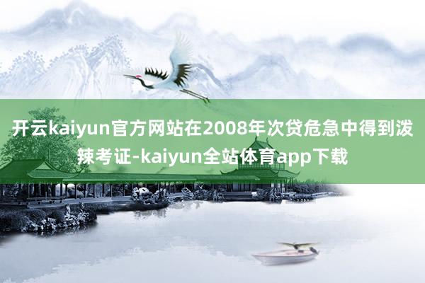 开云kaiyun官方网站在2008年次贷危急中得到泼辣考证-kaiyun全站体育app下载